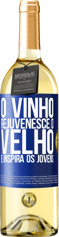 29,95 € Envio grátis | Vinho branco Edição WHITE O vinho rejuvenesce o velho e inspira os jovens Etiqueta Azul. Etiqueta personalizável Vinho jovem Colheita 2023 Verdejo