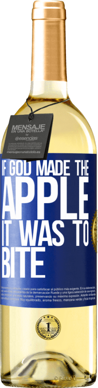 29,95 € Бесплатная доставка | Белое вино Издание WHITE Если бы Бог создал яблоко, это должно было укусить Синяя метка. Настраиваемая этикетка Молодое вино Урожай 2023 Verdejo