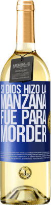 29,95 € Envío gratis | Vino Blanco Edición WHITE Si Dios hizo la manzana fue para morder Etiqueta Azul. Etiqueta personalizable Vino joven Cosecha 2024 Verdejo