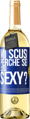 29,95 € Spedizione Gratuita | Vino bianco Edizione WHITE Mi scusi, perché sei così sexy? Etichetta Blu. Etichetta personalizzabile Vino giovane Raccogliere 2023 Verdejo