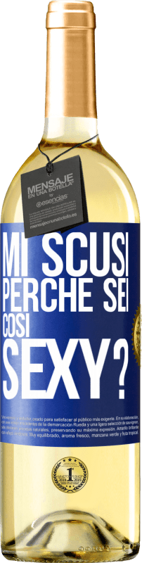 29,95 € Spedizione Gratuita | Vino bianco Edizione WHITE Mi scusi, perché sei così sexy? Etichetta Blu. Etichetta personalizzabile Vino giovane Raccogliere 2024 Verdejo