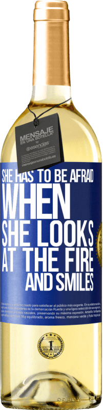 29,95 € Free Shipping | White Wine WHITE Edition She has to be afraid when she looks at the fire and smiles Blue Label. Customizable label Young wine Harvest 2024 Verdejo