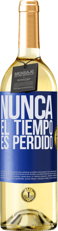 29,95 € Envío gratis | Vino Blanco Edición WHITE Nunca el tiempo es perdido Etiqueta Azul. Etiqueta personalizable Vino joven Cosecha 2023 Verdejo