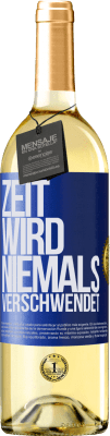 29,95 € Kostenloser Versand | Weißwein WHITE Ausgabe Zeit wird niemals verschwendet Blaue Markierung. Anpassbares Etikett Junger Wein Ernte 2025 Verdejo