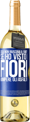 29,95 € Spedizione Gratuita | Vino bianco Edizione WHITE cosa non riuscirai a fare? Se ho visto i fiori rompere gli asfalti! Etichetta Blu. Etichetta personalizzabile Vino giovane Raccogliere 2023 Verdejo