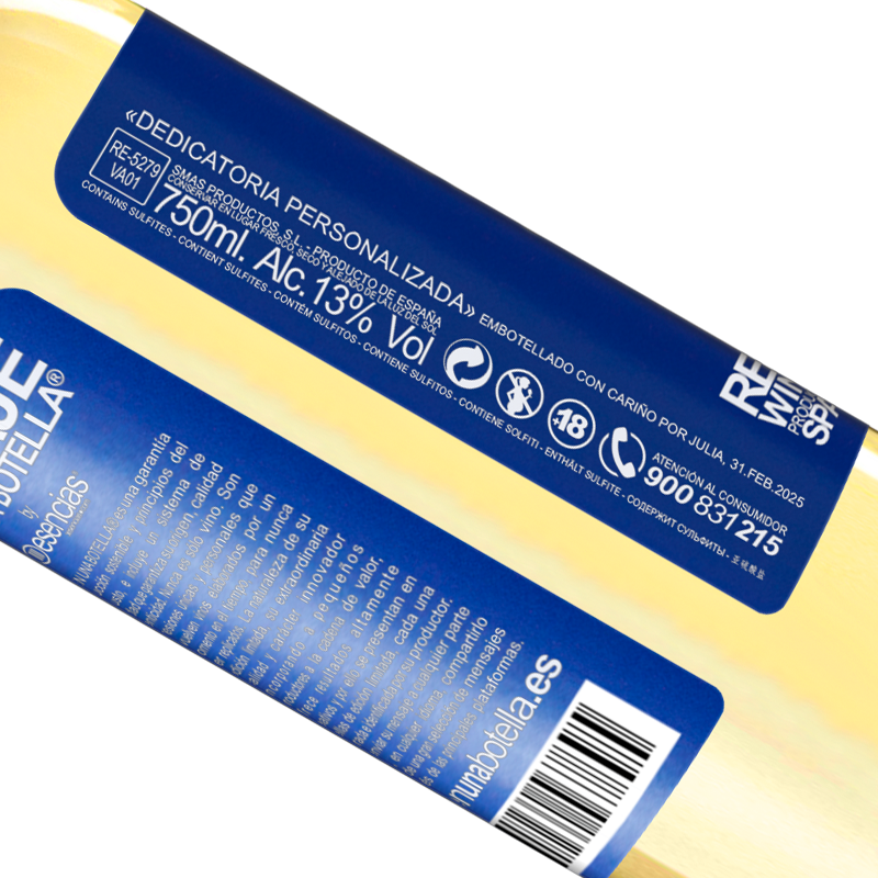 29,95 € Free Shipping | White Wine WHITE Edition Designing is an abstract activity that involves programming, projecting, communicating ... and translating the invisible Blue Label. Customizable label Young wine Harvest 2025 Verdejo