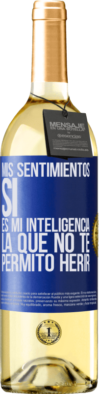 29,95 € Envío gratis | Vino Blanco Edición WHITE Mis sentimientos, sí. Es mi inteligencia la que no te permito herir Etiqueta Azul. Etiqueta personalizable Vino joven Cosecha 2024 Verdejo