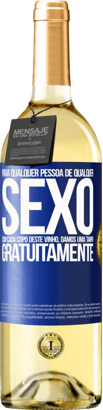 29,95 € Envio grátis | Vinho branco Edição WHITE Para qualquer pessoa de qualquer sexo com cada copo deste vinho, damos uma tampa GRATUITAMENTE Etiqueta Azul. Etiqueta personalizável Vinho jovem Colheita 2024 Verdejo