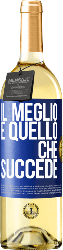 29,95 € Spedizione Gratuita | Vino bianco Edizione WHITE Il meglio è quello che succede Etichetta Blu. Etichetta personalizzabile Vino giovane Raccogliere 2024 Verdejo