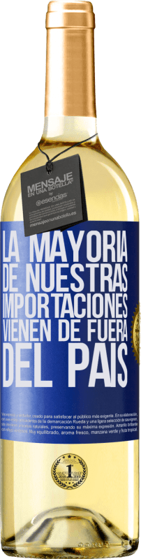 29,95 € Envío gratis | Vino Blanco Edición WHITE La mayoría de nuestras importaciones vienen de fuera del país Etiqueta Azul. Etiqueta personalizable Vino joven Cosecha 2024 Verdejo