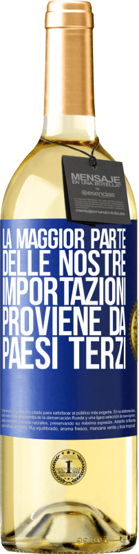 29,95 € Spedizione Gratuita | Vino bianco Edizione WHITE La maggior parte delle nostre importazioni proviene da paesi terzi Etichetta Blu. Etichetta personalizzabile Vino giovane Raccogliere 2024 Verdejo