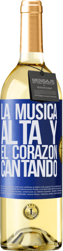 29,95 € Envío gratis | Vino Blanco Edición WHITE La música alta y el corazón cantando Etiqueta Azul. Etiqueta personalizable Vino joven Cosecha 2023 Verdejo