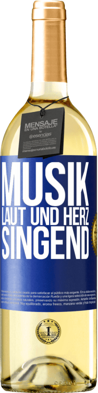 29,95 € Kostenloser Versand | Weißwein WHITE Ausgabe Musik laut und Herz singend Blaue Markierung. Anpassbares Etikett Junger Wein Ernte 2023 Verdejo