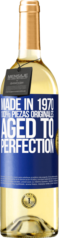 29,95 € Envío gratis | Vino Blanco Edición WHITE Made in 1970, 100% piezas originales. Aged to perfection Etiqueta Azul. Etiqueta personalizable Vino joven Cosecha 2024 Verdejo