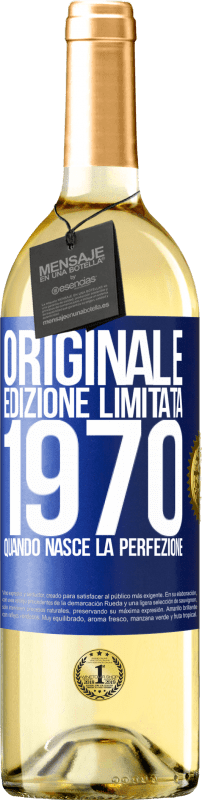 29,95 € Spedizione Gratuita | Vino bianco Edizione WHITE Originale. Edizione Limitata. 1970. Quando nasce la perfezione Etichetta Blu. Etichetta personalizzabile Vino giovane Raccogliere 2023 Verdejo