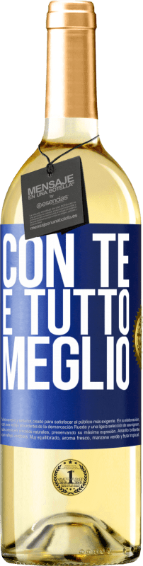 29,95 € Spedizione Gratuita | Vino bianco Edizione WHITE Con te è tutto meglio Etichetta Blu. Etichetta personalizzabile Vino giovane Raccogliere 2024 Verdejo