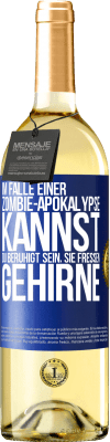 29,95 € Kostenloser Versand | Weißwein WHITE Ausgabe Im Falle einer Zombie-Apokalypse kannst du beruhigt sein, sie fressen Gehirne Blaue Markierung. Anpassbares Etikett Junger Wein Ernte 2024 Verdejo