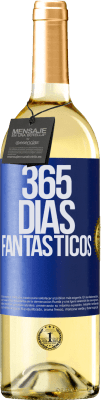 29,95 € Envío gratis | Vino Blanco Edición WHITE 365 días fantásticos Etiqueta Azul. Etiqueta personalizable Vino joven Cosecha 2024 Verdejo