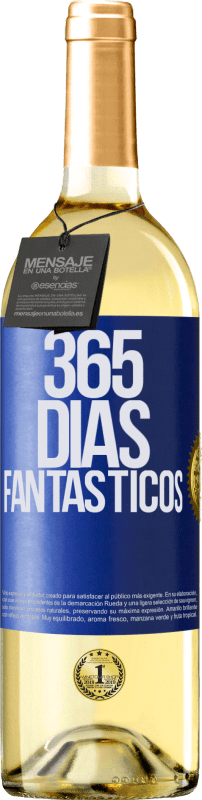 29,95 € Envío gratis | Vino Blanco Edición WHITE 365 días fantásticos Etiqueta Azul. Etiqueta personalizable Vino joven Cosecha 2023 Verdejo