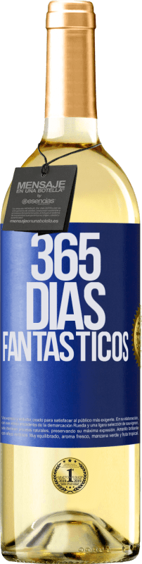 29,95 € Envío gratis | Vino Blanco Edición WHITE 365 días fantásticos Etiqueta Azul. Etiqueta personalizable Vino joven Cosecha 2024 Verdejo