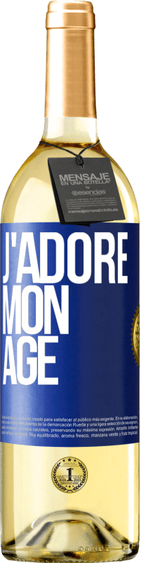 29,95 € Envoi gratuit | Vin blanc Édition WHITE J'adore mon âge Étiquette Bleue. Étiquette personnalisable Vin jeune Récolte 2024 Verdejo