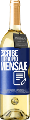 29,95 € Envío gratis | Vino Blanco Edición WHITE Escribe tu propio mensaje Etiqueta Azul. Etiqueta personalizable Vino joven Cosecha 2024 Verdejo