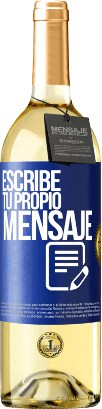 29,95 € Envío gratis | Vino Blanco Edición WHITE Escribe tu propio mensaje Etiqueta Azul. Etiqueta personalizable Vino joven Cosecha 2023 Verdejo