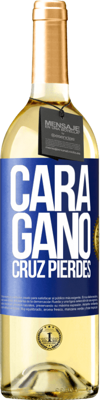 29,95 € Envío gratis | Vino Blanco Edición WHITE Cara gano, cruz pierdes Etiqueta Azul. Etiqueta personalizable Vino joven Cosecha 2024 Verdejo