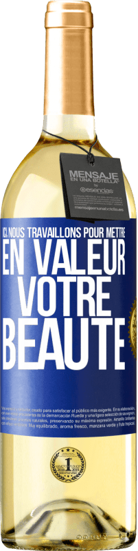 29,95 € Envoi gratuit | Vin blanc Édition WHITE Ici, nous travaillons pour mettre en valeur votre beauté Étiquette Bleue. Étiquette personnalisable Vin jeune Récolte 2024 Verdejo