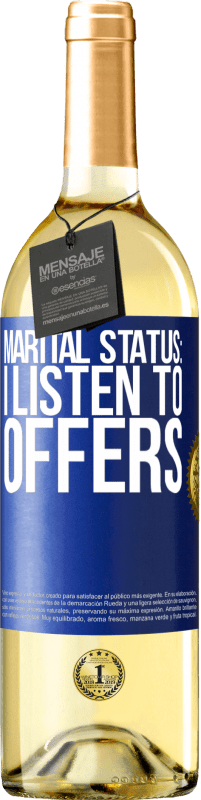 29,95 € Free Shipping | White Wine WHITE Edition Marital status: I listen to offers Blue Label. Customizable label Young wine Harvest 2024 Verdejo