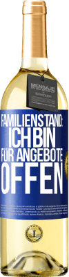 29,95 € Kostenloser Versand | Weißwein WHITE Ausgabe Familienstand: Ich bin für Angebote offen Blaue Markierung. Anpassbares Etikett Junger Wein Ernte 2023 Verdejo