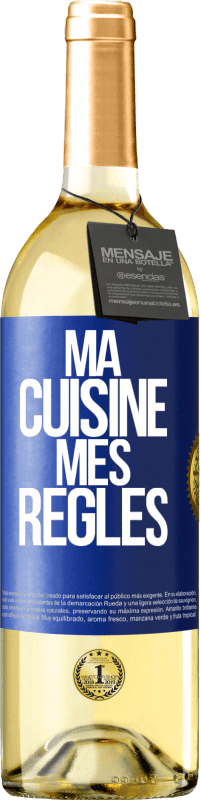 29,95 € Envoi gratuit | Vin blanc Édition WHITE Ma cuisine, mes règles Étiquette Bleue. Étiquette personnalisable Vin jeune Récolte 2024 Verdejo