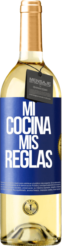 29,95 € Envío gratis | Vino Blanco Edición WHITE Mi cocina, mis reglas Etiqueta Azul. Etiqueta personalizable Vino joven Cosecha 2023 Verdejo