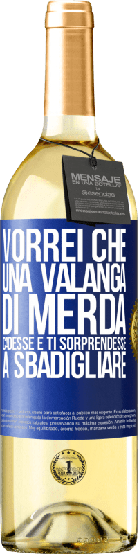 29,95 € Spedizione Gratuita | Vino bianco Edizione WHITE Vorrei che una valanga di merda cadesse e ti sorprendesse a sbadigliare Etichetta Blu. Etichetta personalizzabile Vino giovane Raccogliere 2023 Verdejo