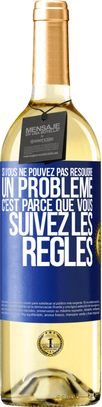 29,95 € Envoi gratuit | Vin blanc Édition WHITE Si vous ne pouvez pas résoudre un problème, c'est parce que vous suivez les règles Étiquette Bleue. Étiquette personnalisable Vin jeune Récolte 2024 Verdejo