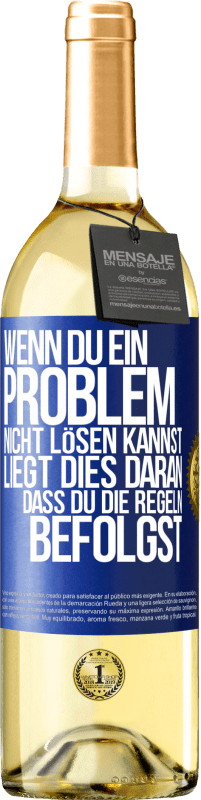 29,95 € Kostenloser Versand | Weißwein WHITE Ausgabe Wenn du ein Problem nicht lösen kannst, liegt dies daran, dass du die Regeln befolgst Blaue Markierung. Anpassbares Etikett Junger Wein Ernte 2024 Verdejo