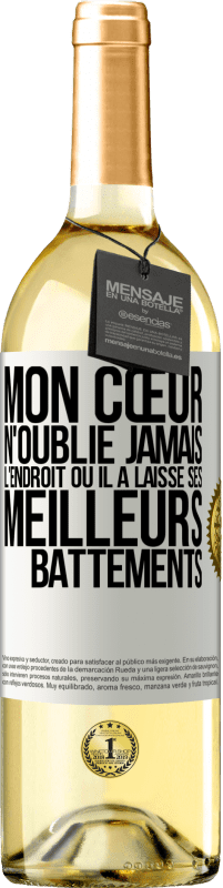 29,95 € Envoi gratuit | Vin blanc Édition WHITE Mon cœur n'oublie jamais l'endroit où il a laissé ses meilleurs battements Étiquette Blanche. Étiquette personnalisable Vin jeune Récolte 2024 Verdejo