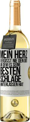 29,95 € Kostenloser Versand | Weißwein WHITE Ausgabe Mein Herz vergisst nie den Ort, an dem es seine besten Schläge hinterlassen hat Weißes Etikett. Anpassbares Etikett Junger Wein Ernte 2024 Verdejo