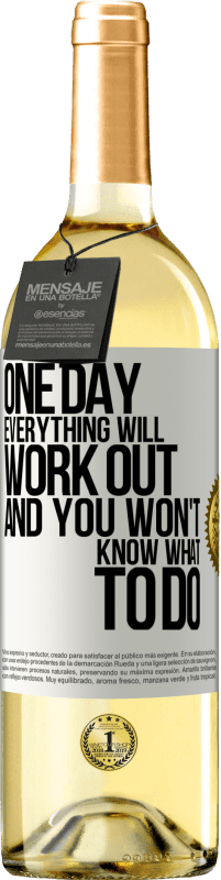 29,95 € Free Shipping | White Wine WHITE Edition One day everything will work out and you won't know what to do White Label. Customizable label Young wine Harvest 2025 Verdejo