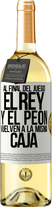 29,95 € Envío gratis | Vino Blanco Edición WHITE Al final del juego, el rey y el peón vuelven a la misma caja Etiqueta Blanca. Etiqueta personalizable Vino joven Cosecha 2024 Verdejo