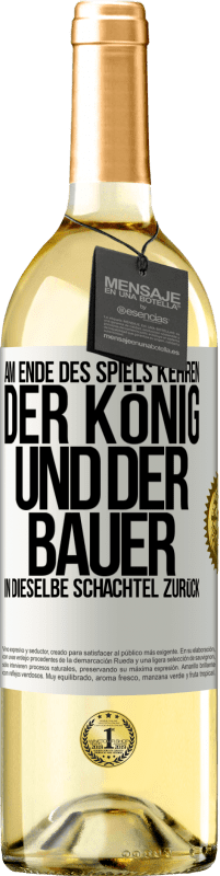 29,95 € Kostenloser Versand | Weißwein WHITE Ausgabe Am Ende des Spiels kehren der König und der Bauer in dieselbe Schachtel zurück Weißes Etikett. Anpassbares Etikett Junger Wein Ernte 2025 Verdejo