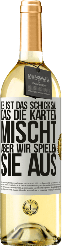 29,95 € Kostenloser Versand | Weißwein WHITE Ausgabe Das Schicksal mischt die Karten, und wir spielen. Weißes Etikett. Anpassbares Etikett Junger Wein Ernte 2024 Verdejo