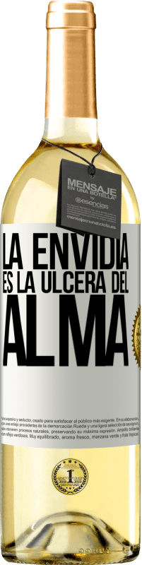 29,95 € Envío gratis | Vino Blanco Edición WHITE La envidia es la úlcera del alma Etiqueta Blanca. Etiqueta personalizable Vino joven Cosecha 2023 Verdejo