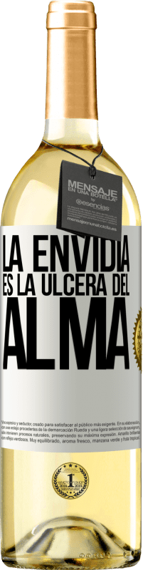 29,95 € Envío gratis | Vino Blanco Edición WHITE La envidia es la úlcera del alma Etiqueta Blanca. Etiqueta personalizable Vino joven Cosecha 2024 Verdejo