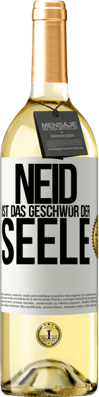 29,95 € Kostenloser Versand | Weißwein WHITE Ausgabe Neid ist das Geschwür der Seele Weißes Etikett. Anpassbares Etikett Junger Wein Ernte 2024 Verdejo