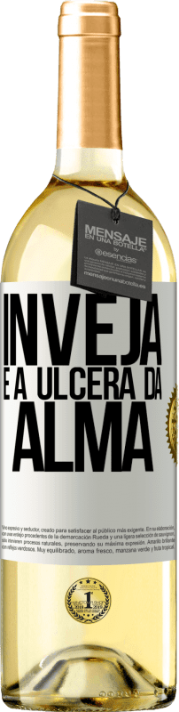 29,95 € Envio grátis | Vinho branco Edição WHITE Inveja é a úlcera da alma Etiqueta Branca. Etiqueta personalizável Vinho jovem Colheita 2024 Verdejo