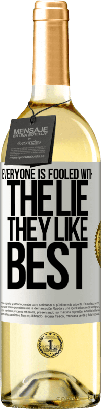 29,95 € 送料無料 | 白ワイン WHITEエディション 誰もが一番好きな嘘にだまされています ホワイトラベル. カスタマイズ可能なラベル 若いワイン 収穫 2025 Verdejo