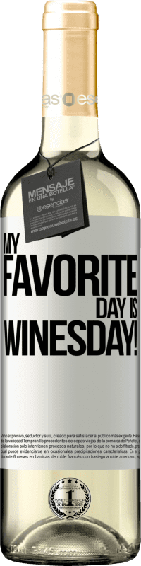 29,95 € Envoi gratuit | Vin blanc Édition WHITE My favorite day is winesday! Étiquette Blanche. Étiquette personnalisable Vin jeune Récolte 2023 Verdejo