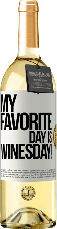 29,95 € Envío gratis | Vino Blanco Edición WHITE My favorite day is winesday! Etiqueta Blanca. Etiqueta personalizable Vino joven Cosecha 2023 Verdejo