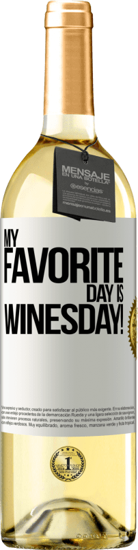 29,95 € Kostenloser Versand | Weißwein WHITE Ausgabe My favorite day is winesday! Weißes Etikett. Anpassbares Etikett Junger Wein Ernte 2023 Verdejo